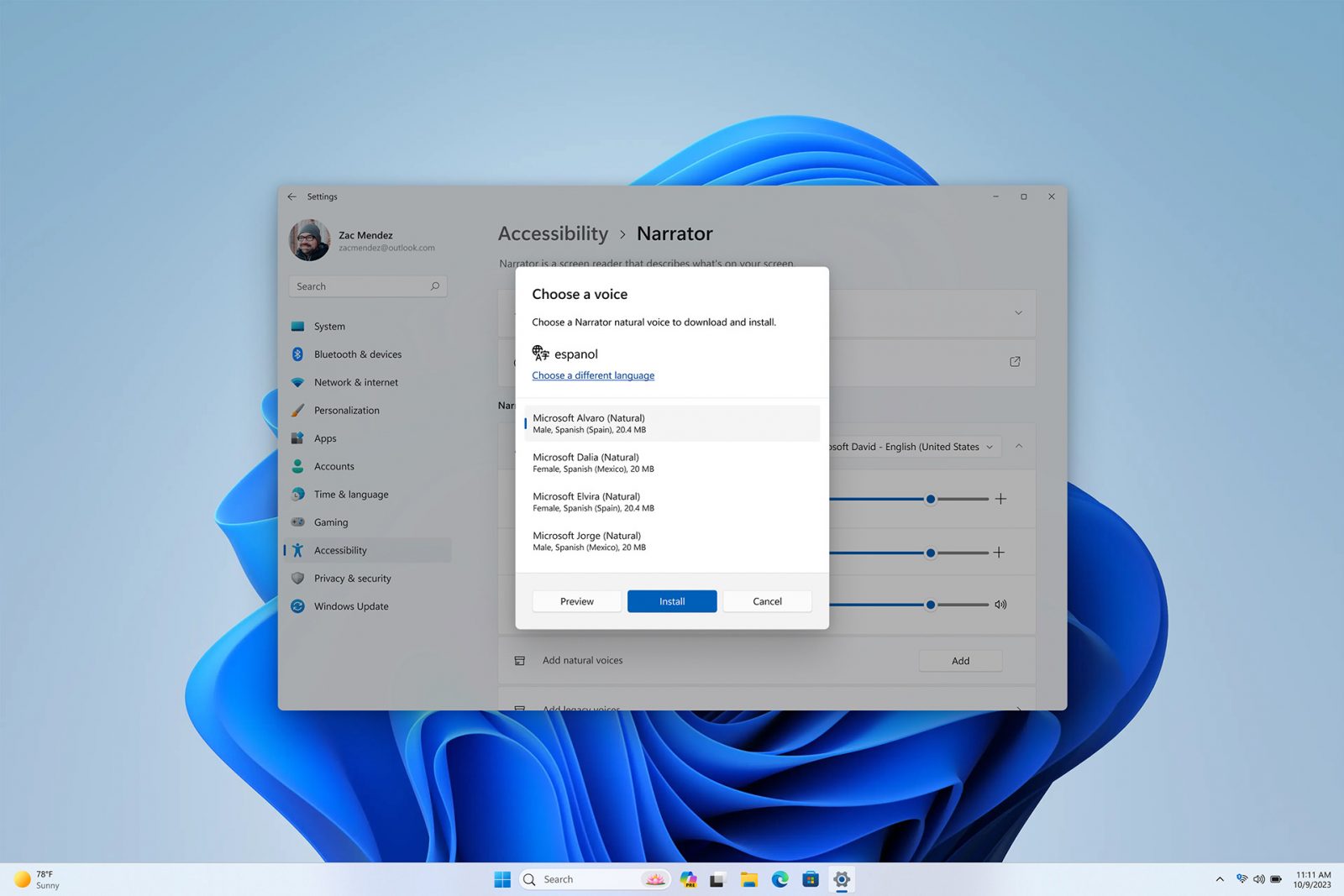 Pantalla de accesibilidad en Windows