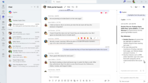 Captura de pantalla de Copilot en Teams y su función de destacar el chat a 7 días