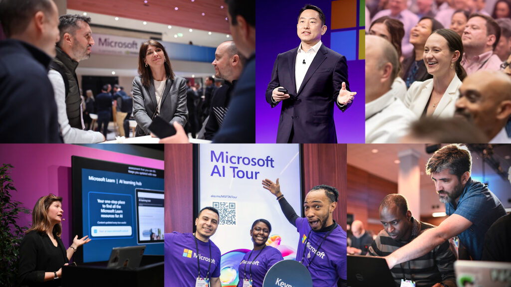 Collage de imágenes de Microsoft AI Tour