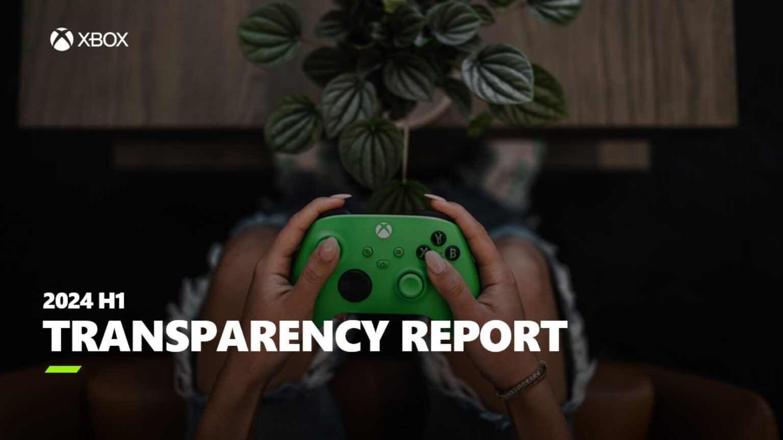 Imagen con un control de Xbox al fondo y el título "Reporte de Transparencia" en inglés, al frente