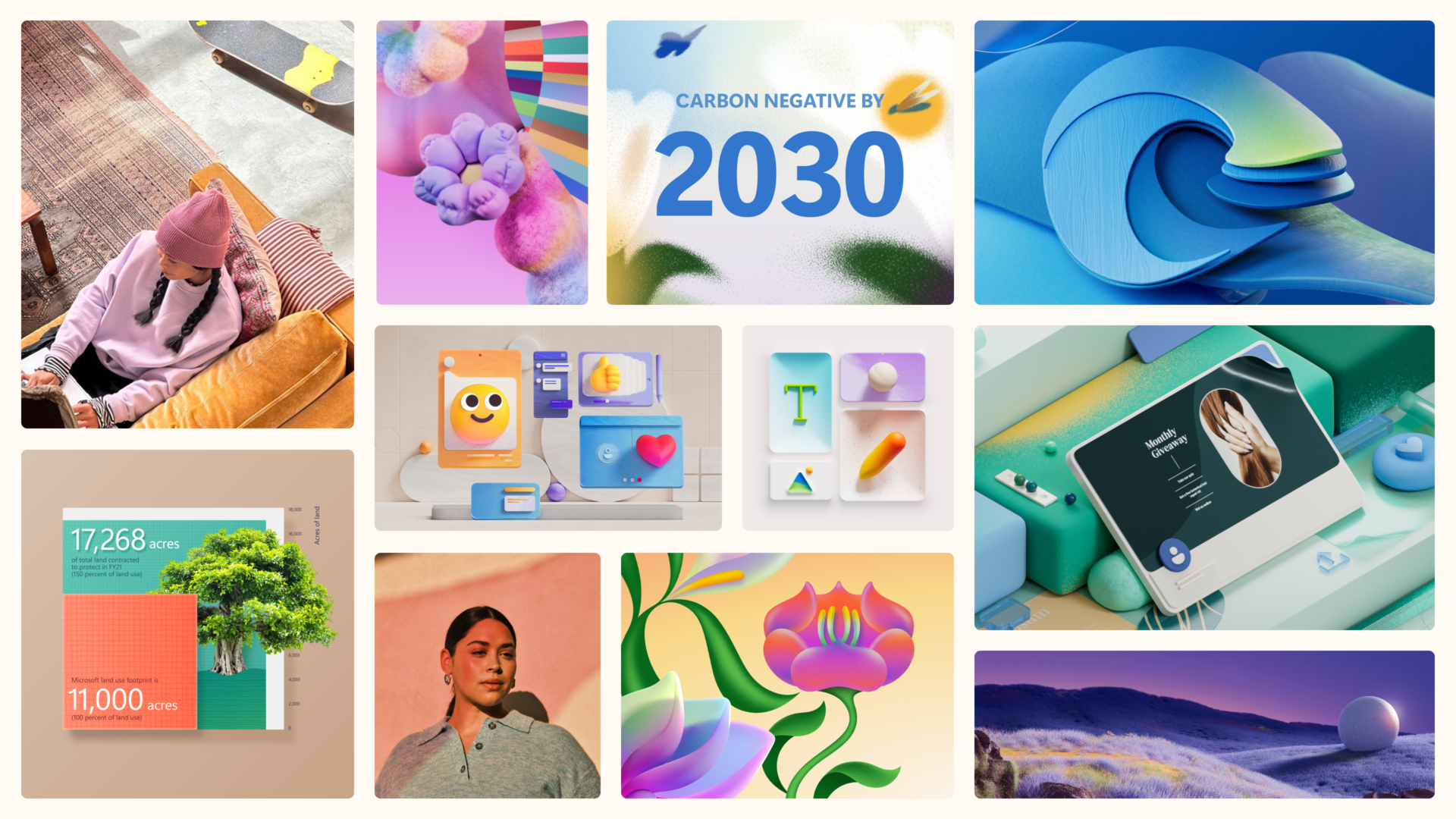 Ejemplos de uso de la nueva paleta de colores de Microsoft