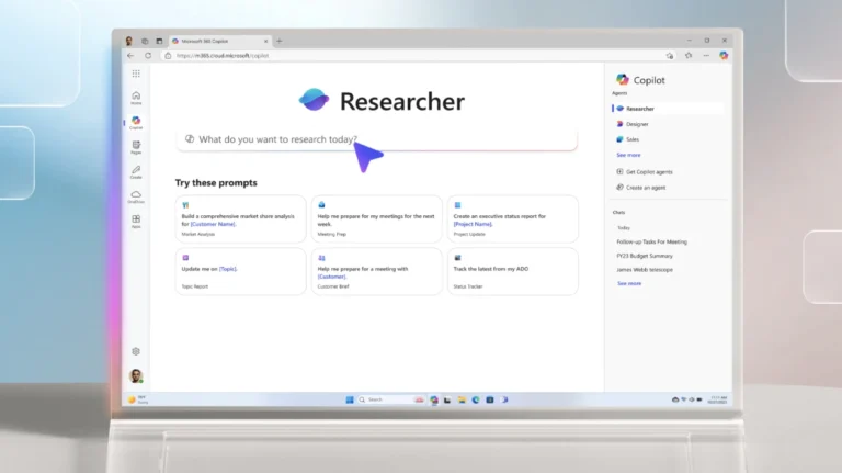 Captura de pantalla de la interfaz de usuario del agente Researcher
